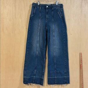 Gap High Stride Wide Leg Jeans Raw Hem Braided Waistband. Size 28 6R